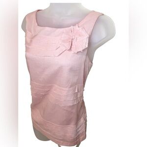 Talbots 10 Sleeveless Blouse Top Pink Flower Applique 3D Ruffle Women
